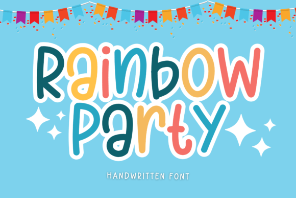 Rainbow Party Font: A Handwritten Brushstroke for Crafters